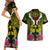 Hawaii Kanaka Maoli Couples Matching Short Sleeve Bodycon Dress and Hawaiian Shirt Double Shark and Hibiscus Flowers