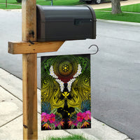 Hawaii Kanaka Maoli Garden Flag Double Shark and Hibiscus Flowers