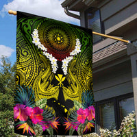Hawaii Kanaka Maoli Garden Flag Double Shark and Hibiscus Flowers