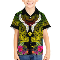 Hawaii Kanaka Maoli Kid Hawaiian Shirt Double Shark and Hibiscus Flowers LT03 Kid Black - Polynesian Pride