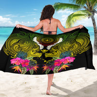 Hawaii Kanaka Maoli Sarong Double Shark and Hibiscus Flowers