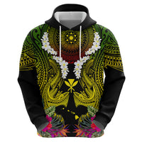 Hawaii Kanaka Maoli Zip Hoodie Double Shark and Hibiscus Flowers