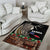 Samoa Siapo Polynesian Art Area Rug Tropical Flowers and Tatau Pattern Brown