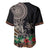Samoa Siapo Polynesian Art Baseball Jersey Tropical Flowers and Tatau Pattern Brown