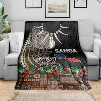 Samoa Siapo Polynesian Art Blanket Tropical Flowers and Tatau Pattern Brown
