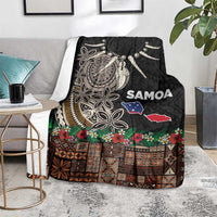 Samoa Siapo Polynesian Art Blanket Tropical Flowers and Tatau Pattern Brown