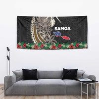 Samoa Siapo Polynesian Art Tapestry Tropical Flowers and Tatau Pattern Brown