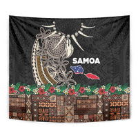Samoa Siapo Polynesian Art Tapestry Tropical Flowers and Tatau Pattern Brown