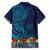 Samoa Siapo Polynesian Art Family Matching Puletasi and Hawaiian Shirt Tropical Flowers and Tatau Pattern Navy