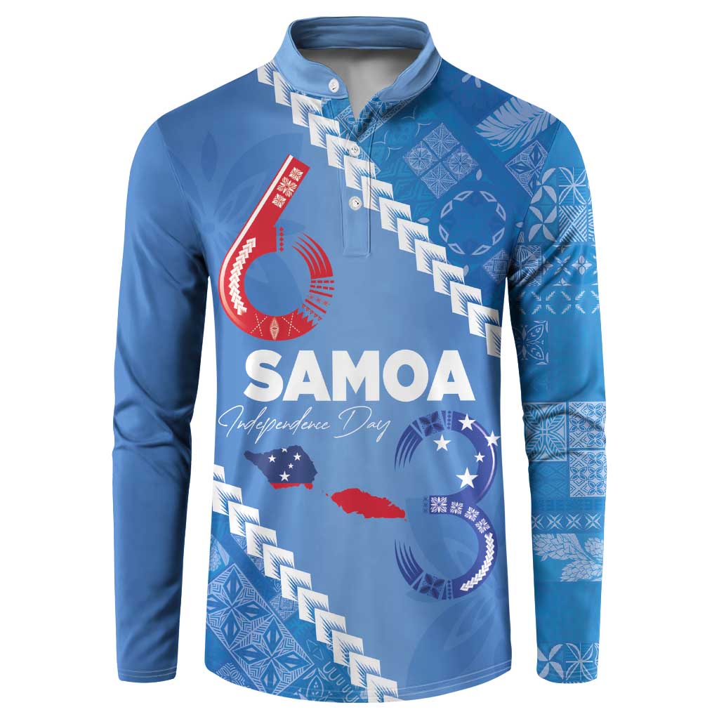 Samoa Independence Day Button Sweatshirt Anniversary 63th-Siapo Art