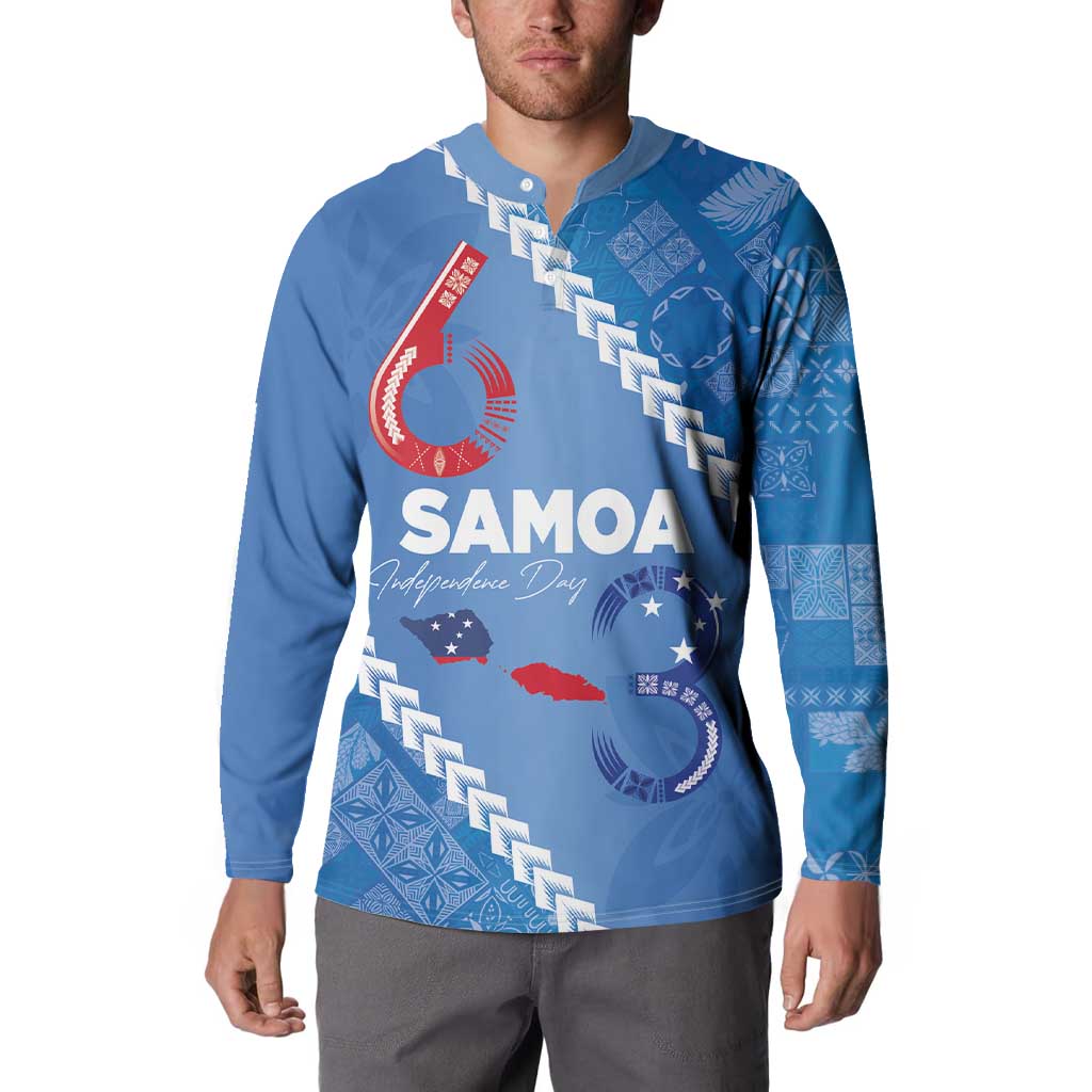 Samoa Independence Day Button Sweatshirt Anniversary 63th-Siapo Art