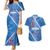 Samoa Independence Day Couples Matching Mermaid Dress and Hawaiian Shirt Anniversary 63th-Siapo Art