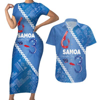 Samoa Independence Day Couples Matching Short Sleeve Bodycon Dress and Hawaiian Shirt Anniversary 63th-Siapo Art
