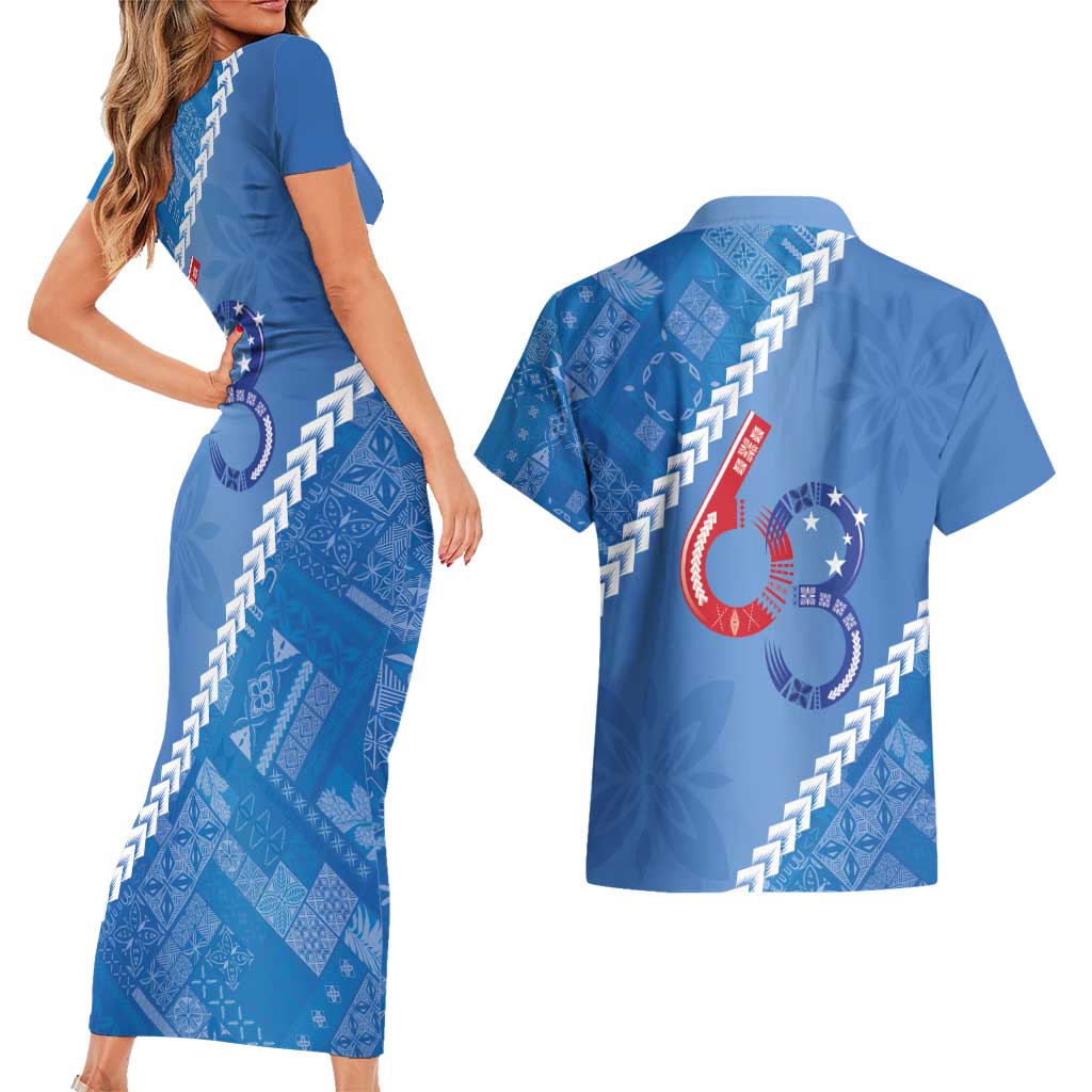 Samoa Independence Day Couples Matching Short Sleeve Bodycon Dress and Hawaiian Shirt Anniversary 63th-Siapo Art