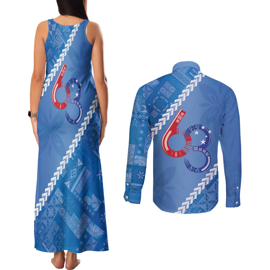 Samoa Independence Day Couples Matching Tank Maxi Dress and Long Sleeve Button Shirt Anniversary 63th-Siapo Art