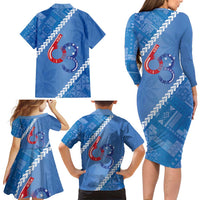 Samoa Independence Day Family Matching Long Sleeve Bodycon Dress and Hawaiian Shirt Anniversary 63th-Siapo Art