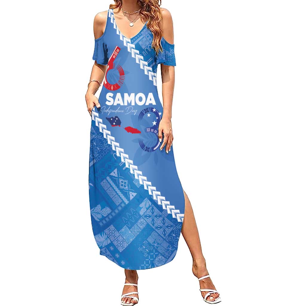 Samoa Independence Day Family Matching Summer Maxi Dress and Hawaiian Shirt Anniversary 63th-Siapo Art