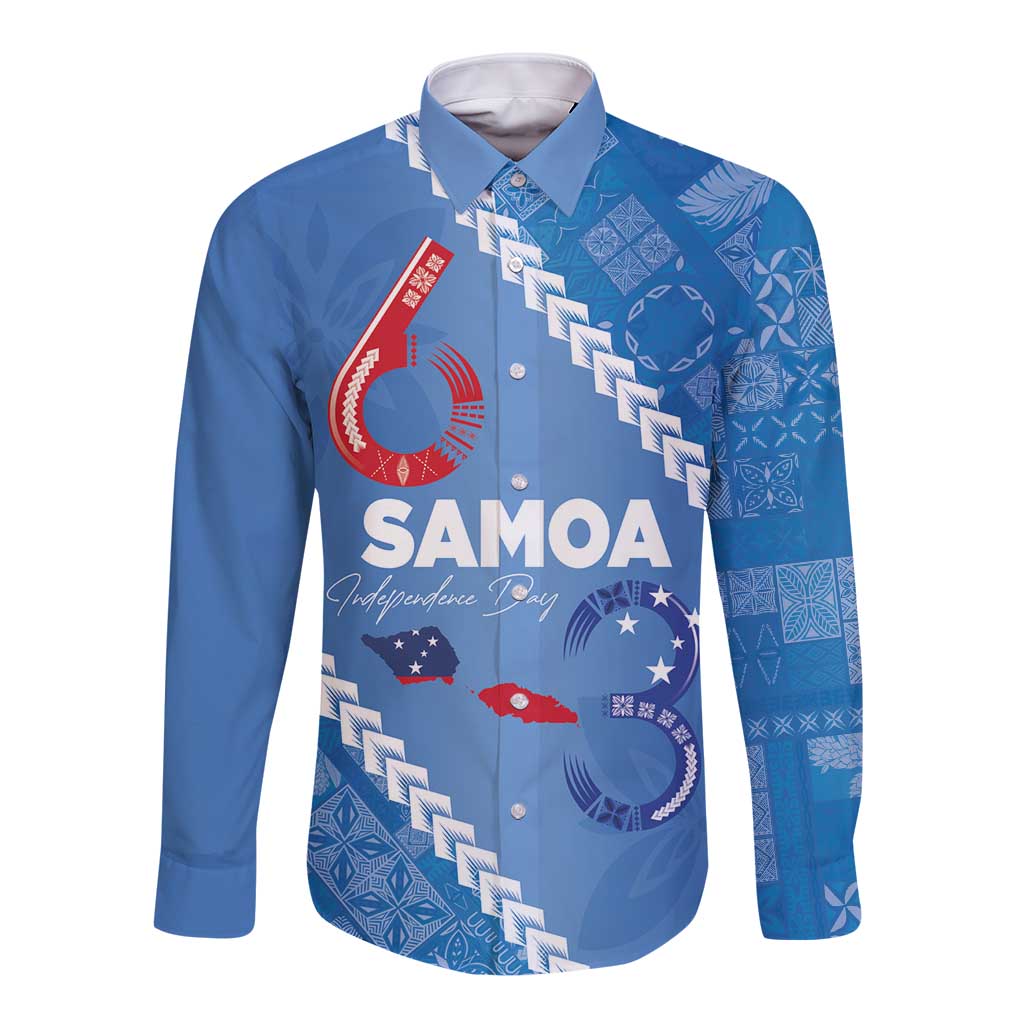Samoa Independence Day Long Sleeve Button Shirt Anniversary 63th-Siapo Art