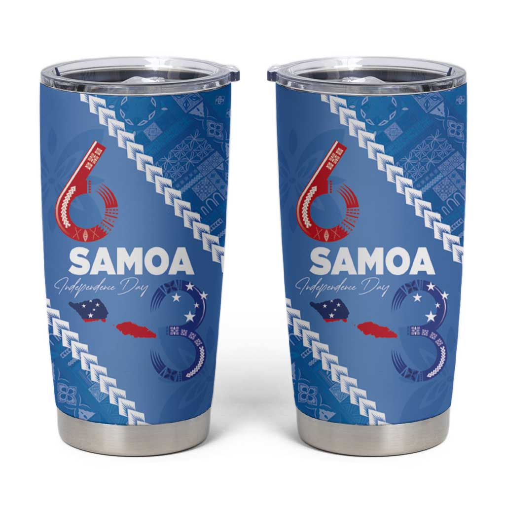Samoa Independence Day Tumbler Cup Anniversary 63th-Siapo Art