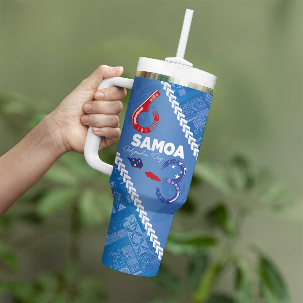 Samoa Independence Day Tumbler With Handle Anniversary 63th-Siapo Art LT03 - Polynesian Pride
