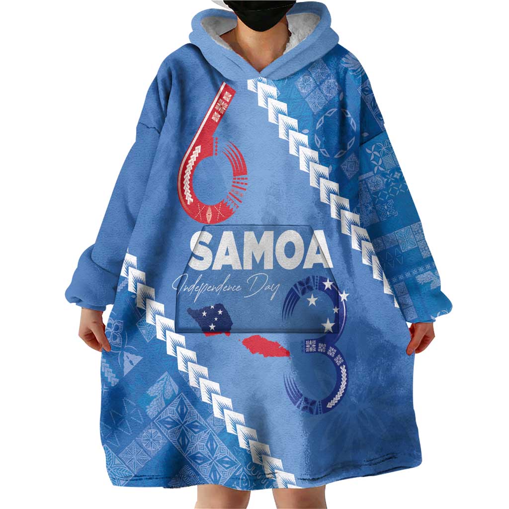 Samoa Independence Day Wearable Blanket Hoodie Anniversary 63th-Siapo Art