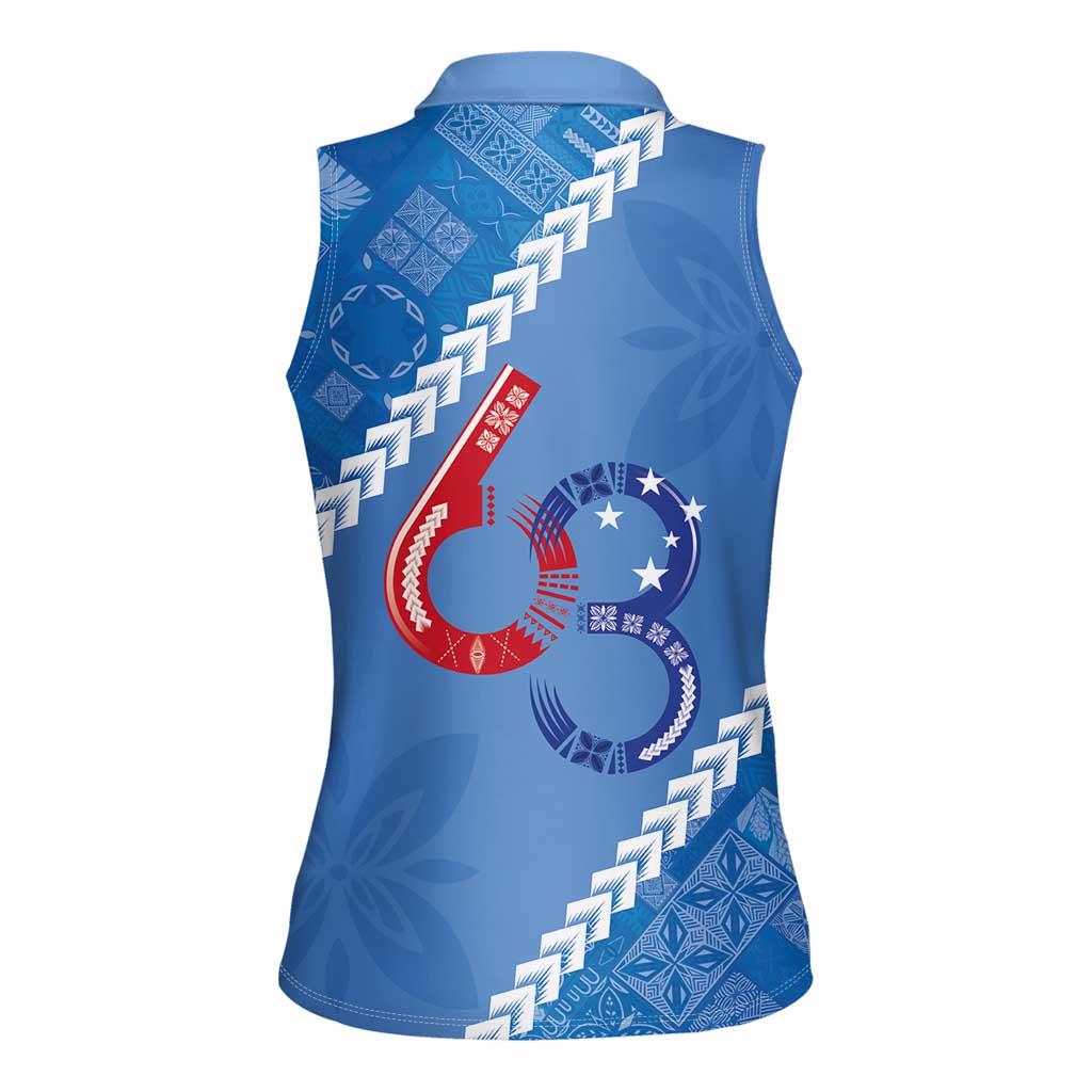 Samoa Independence Day Women Sleeveless Polo Shirt Anniversary 63th-Siapo Art