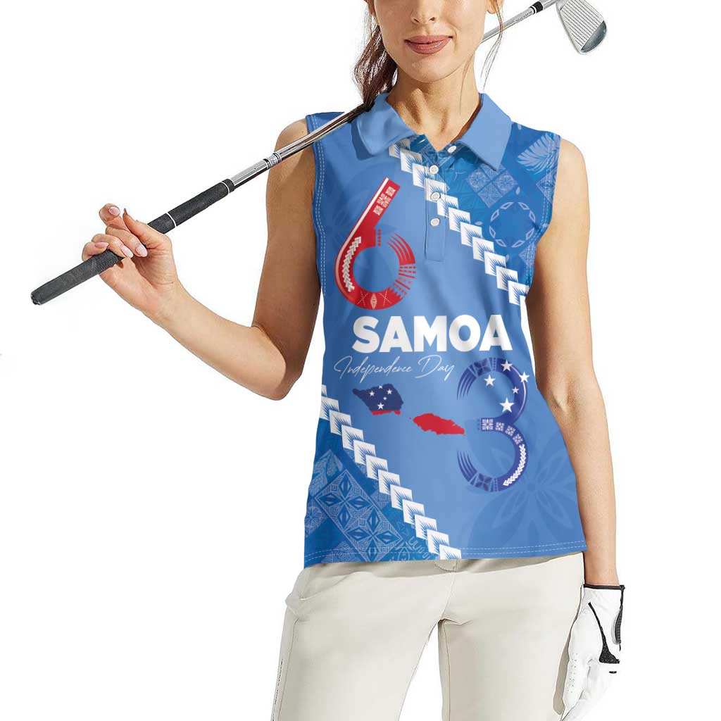 Samoa Independence Day Women Sleeveless Polo Shirt Anniversary 63th-Siapo Art