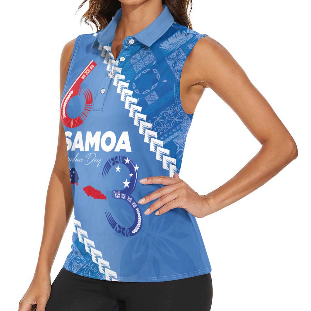 Samoa Independence Day Women Sleeveless Polo Shirt Anniversary 63th-Siapo Art