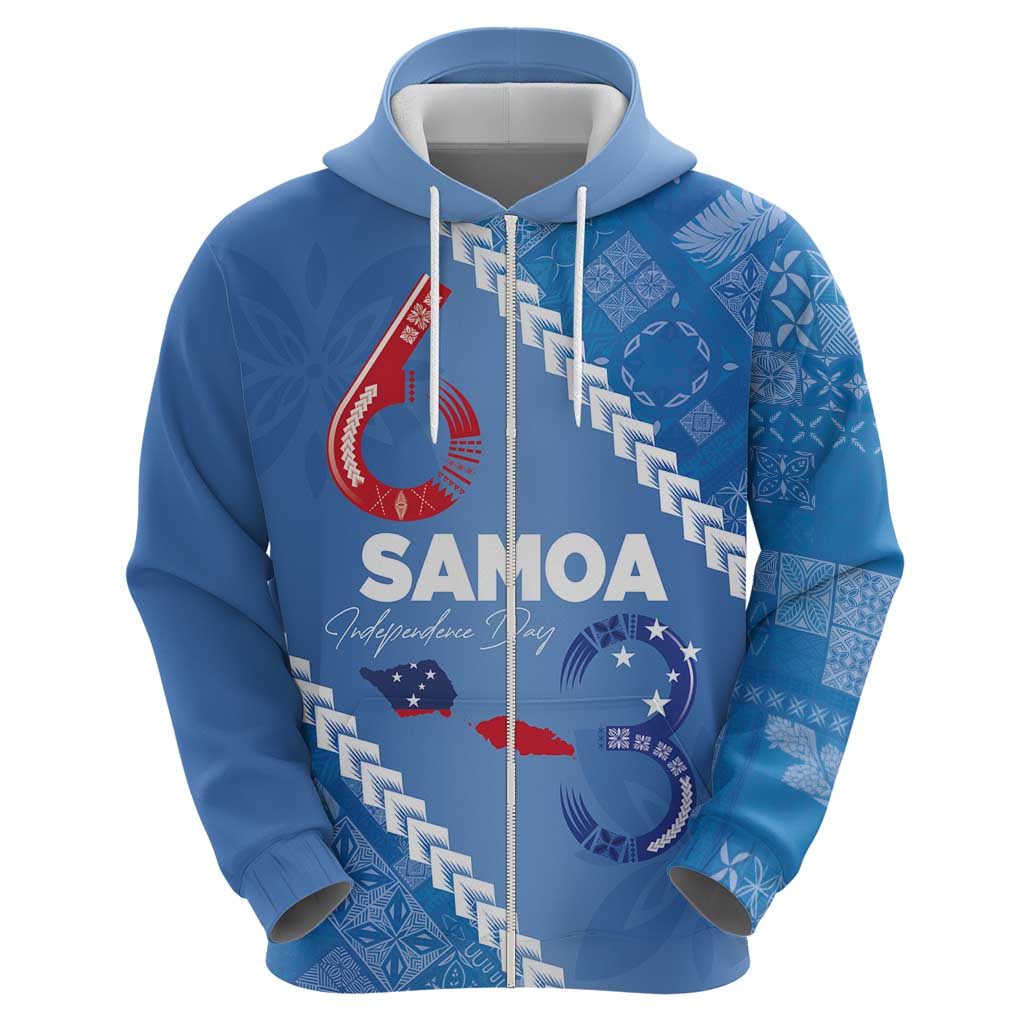 Samoa Independence Day Zip Hoodie Anniversary 63th-Siapo Art