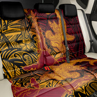 Hawaiian Volcano and Shark Back Car Seat Cover Polynesian and Hibiscus Pattern Lava Color