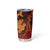 Hawaiian Volcano and Shark Tumbler Cup Polynesian and Hibiscus Pattern Lava Color