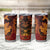 Hawaiian Volcano and Shark Tumbler Cup Polynesian and Hibiscus Pattern Lava Color