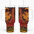 Hawaiian Volcano and Shark Tumbler With Handle Polynesian and Hibiscus Pattern Lava Color