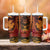 Hawaiian Volcano and Shark Tumbler With Handle Polynesian and Hibiscus Pattern Lava Color