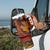 Hawaiian Volcano and Shark Tumbler With Handle Polynesian and Hibiscus Pattern Lava Color