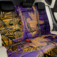Hawaiian Volcano and Shark Back Car Seat Cover Polynesian and Hibiscus Pattern Purple Yellow Gradient
