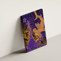 Hawaiian Volcano and Shark Canvas Wall Art Polynesian and Hibiscus Pattern Purple Yellow Gradient LT03 - Polynesian Pride