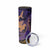 Hawaiian Volcano and Shark Skinny Tumbler Polynesian and Hibiscus Pattern Purple Yellow Gradient