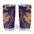 Hawaiian Volcano and Shark Tumbler Cup Polynesian and Hibiscus Pattern Purple Yellow Gradient