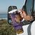 Hawaiian Volcano and Shark Tumbler With Handle Polynesian and Hibiscus Pattern Purple Yellow Gradient