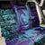 Hawaiian Volcano and Shark Back Car Seat Cover Polynesian and Hibiscus Pattern Purple Cyan Gradient