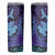 Hawaiian Volcano and Shark Skinny Tumbler Polynesian and Hibiscus Pattern Purple Cyan Gradient