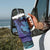 Hawaiian Volcano and Shark Tumbler With Handle Polynesian and Hibiscus Pattern Purple Cyan Gradient