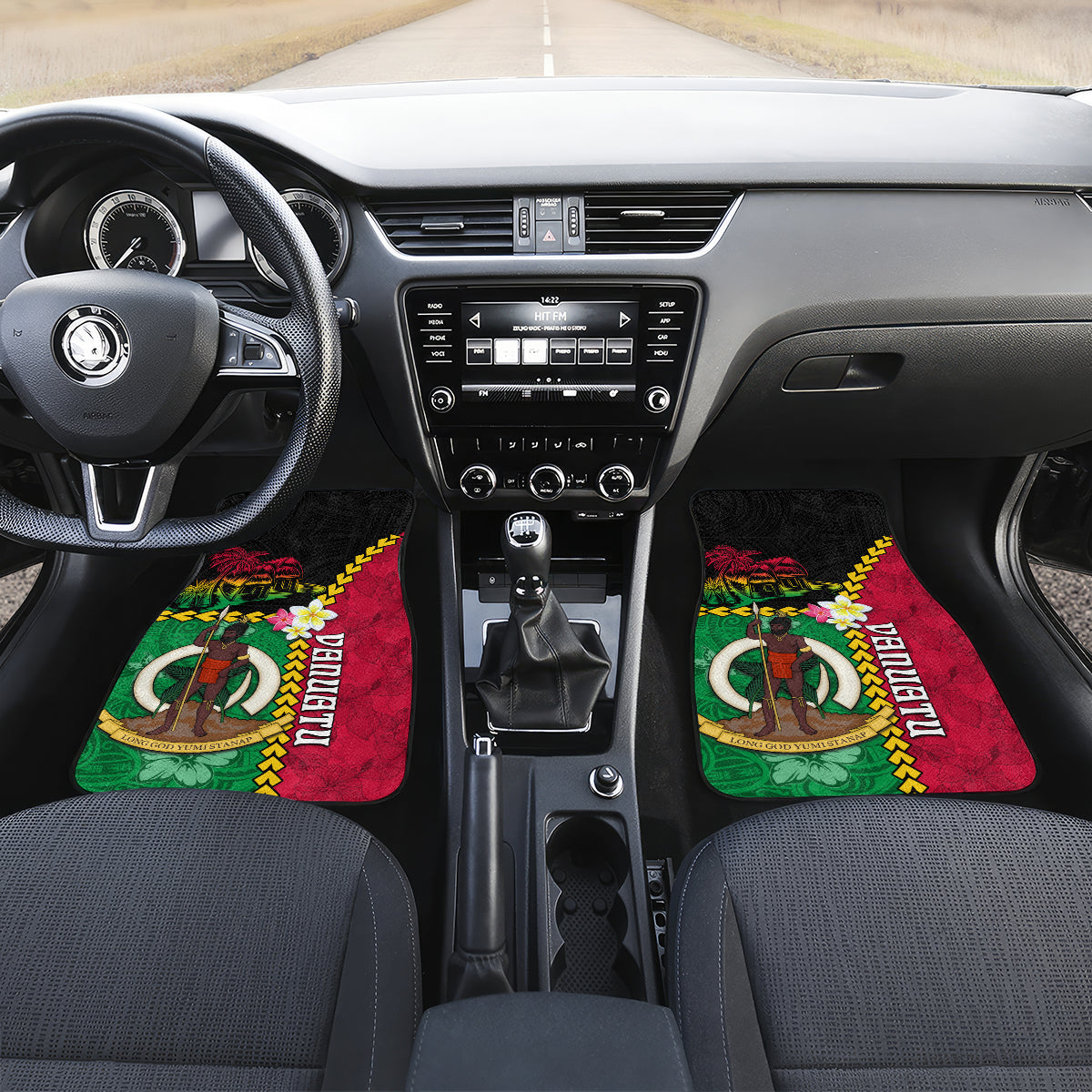Vanuatu Nakamal and Plumeria Flowers Car Mats Polynesian Pattern