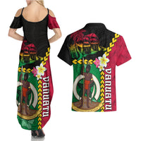 Vanuatu Nakamal and Plumeria Flowers Couples Matching Summer Maxi Dress and Hawaiian Shirt Polynesian Pattern LT03 - Polynesian Pride