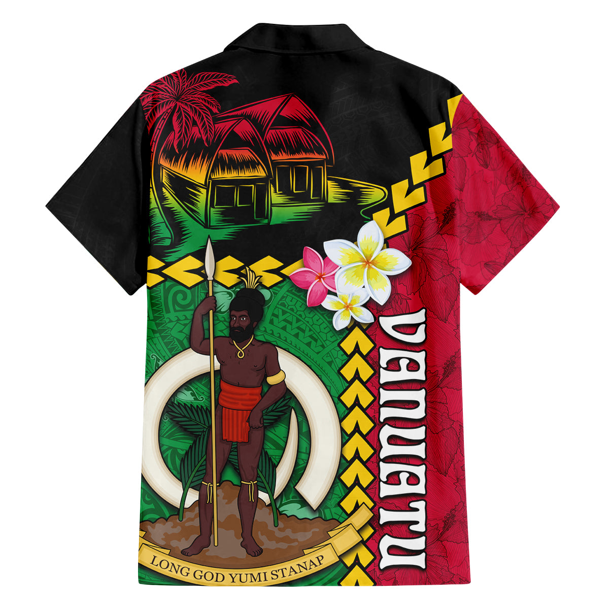 Vanuatu Nakamal and Plumeria Flowers Family Matching Puletasi and Hawaiian Shirt Polynesian Pattern LT03 - Polynesian Pride
