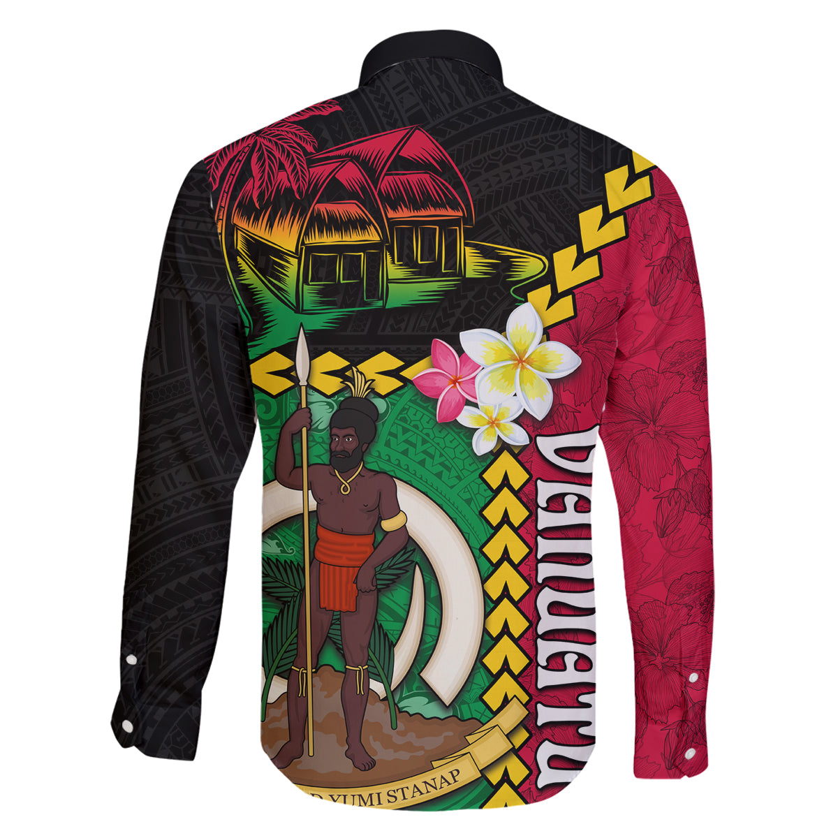 Vanuatu Nakamal and Plumeria Flowers Family Matching Puletasi and Hawaiian Shirt Polynesian Pattern LT03 - Polynesian Pride