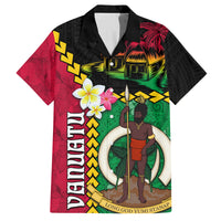 Vanuatu Nakamal and Plumeria Flowers Family Matching Tank Maxi Dress and Hawaiian Shirt Polynesian Pattern LT03 Dad's Shirt - Short Sleeve Black - Polynesian Pride