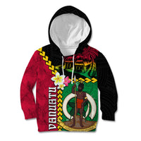 Vanuatu Nakamal and Plumeria Flowers Kid Hoodie Polynesian Pattern LT03 Hoodie Black - Polynesian Pride