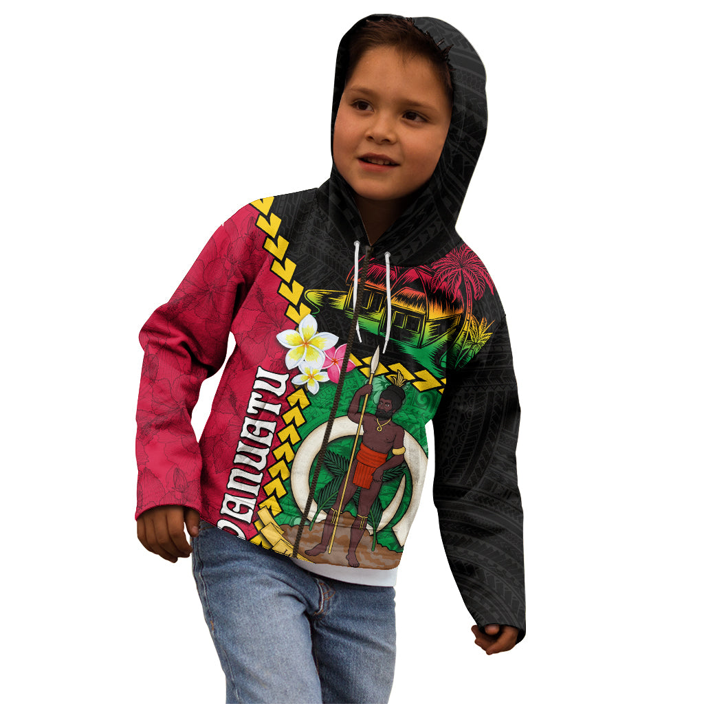 Vanuatu Nakamal and Plumeria Flowers Kid Hoodie Polynesian Pattern LT03 - Polynesian Pride